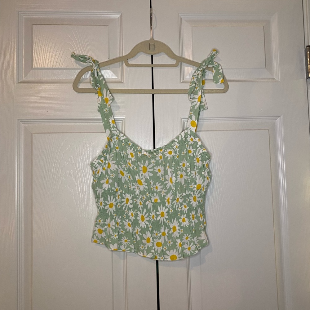 Elodie Smocked Waist Shoulder Tie Summer Top Size XL